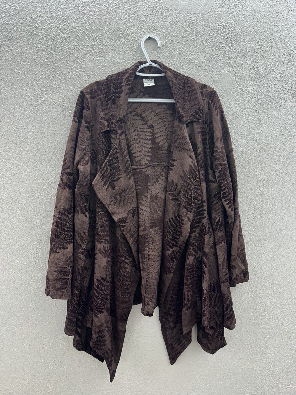 C.M.C Womens Cardigan Sweater Size Medium Purple Fern Open Front